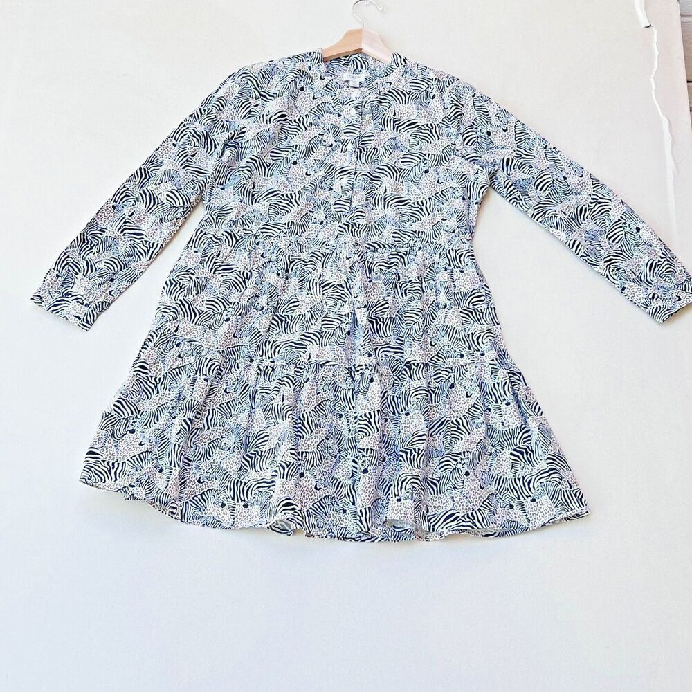 J.Crew Tiered Popover boho chic Black Camel Zebra Animal safari women Dress XS - Picture 14 of 15
